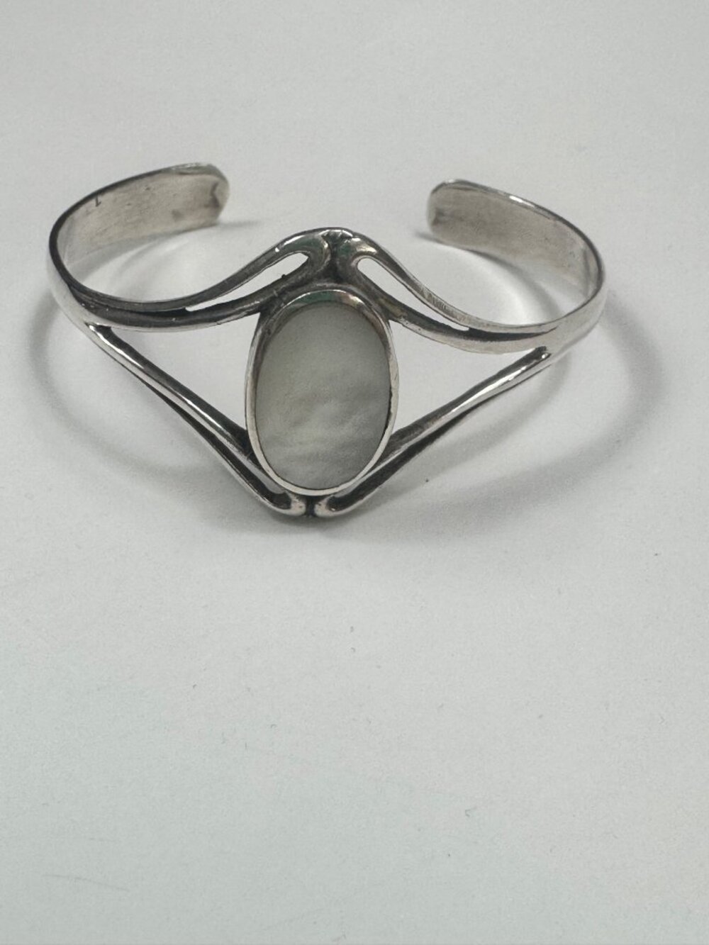 Native American Sterling Silver Mother Of Pearl Cuff Bracelet